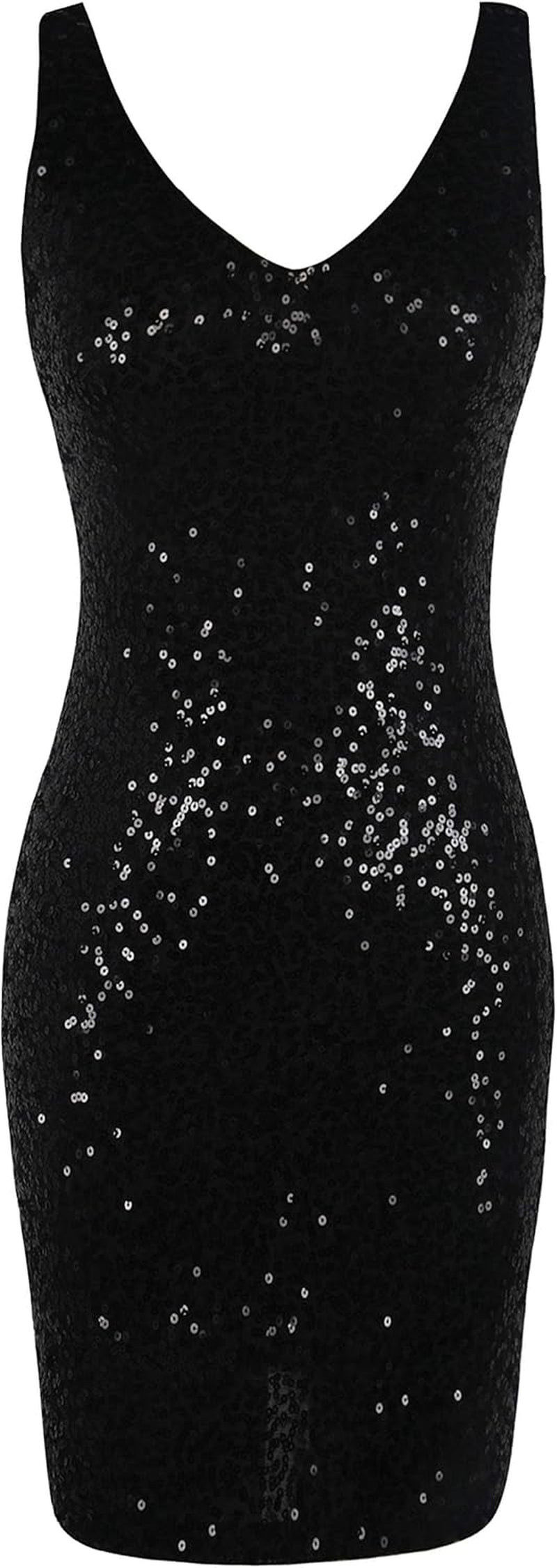 Women'S Sequin Cocktail Dress V Neck Bodycon Glitter Party Dress